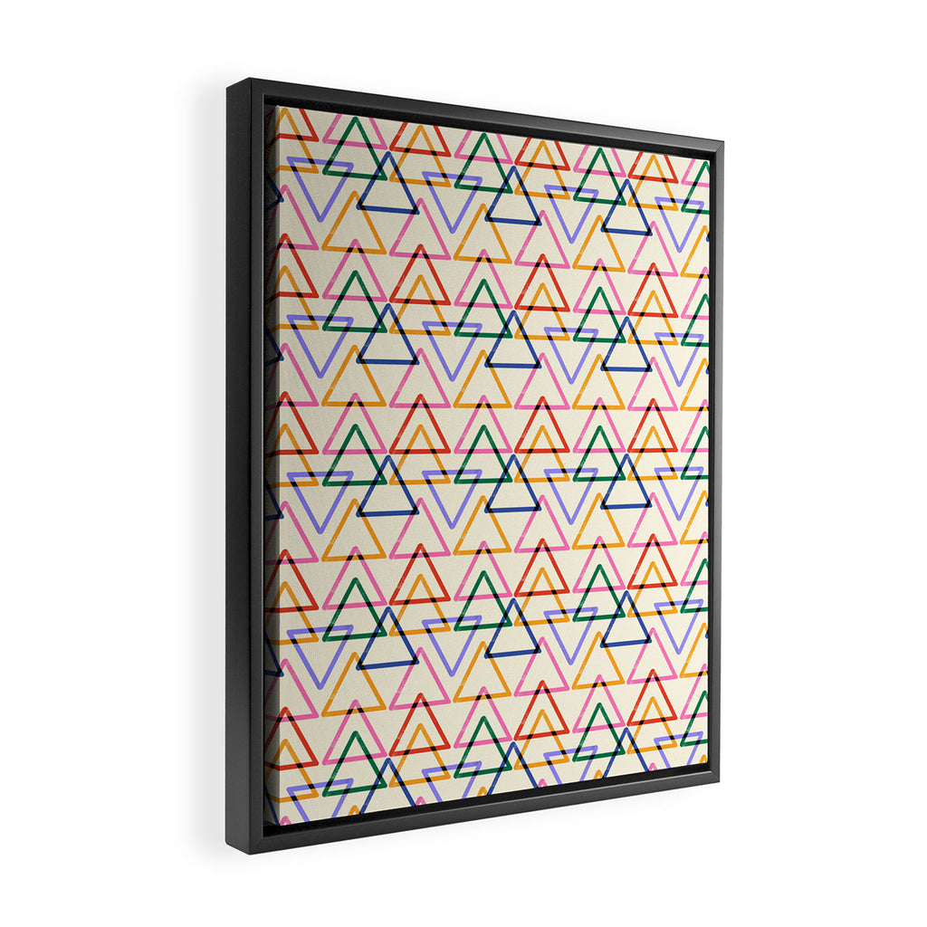 Colorful Triangle Stamp Pattern Framed Canvas Print Gallery Image 2