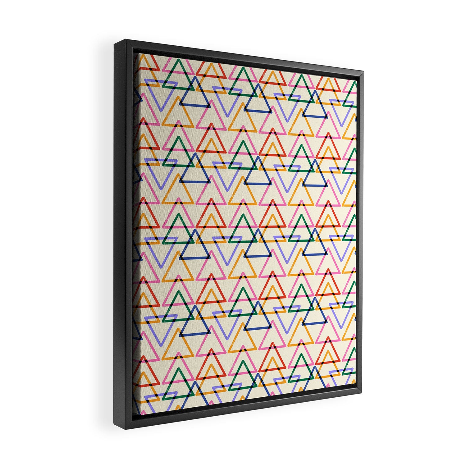 Colorful Triangle Stamp Pattern Framed Canvas Print Gallery Image 2