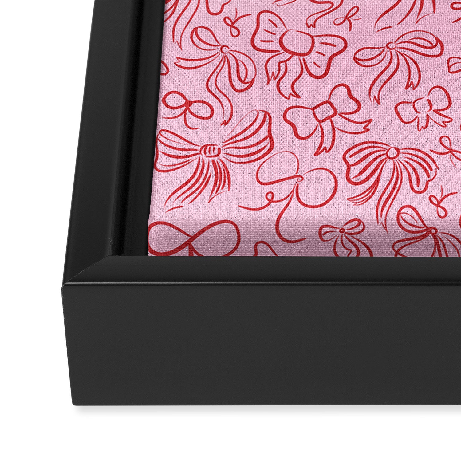 Coquette Valentines Day Bows in Colored Pencil Framed Canvas Print Gallery Image 3