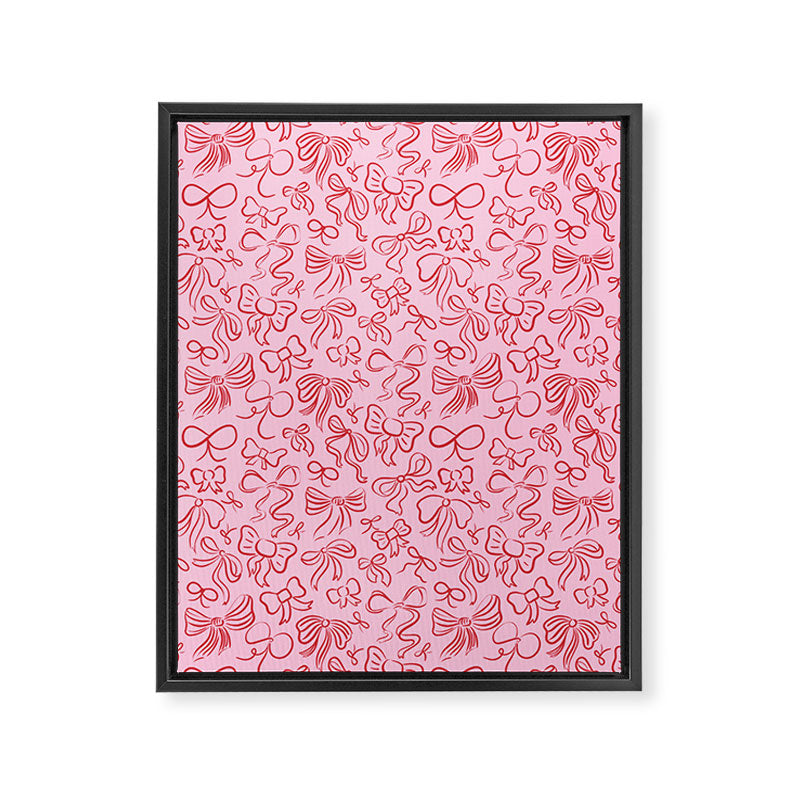 Coquette Valentines Day Bows in Colored Pencil Framed Canvas Print Gallery Image 3