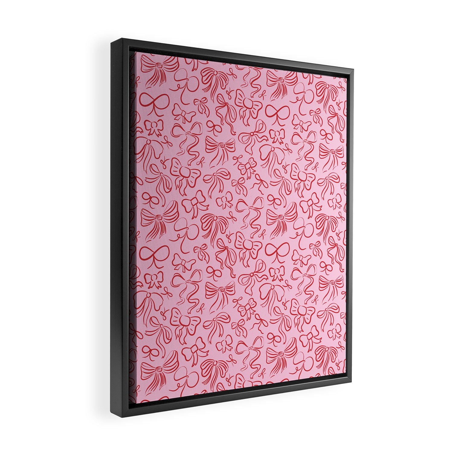 Coquette Valentines Day Bows in Colored Pencil Framed Canvas Print Gallery Image 2