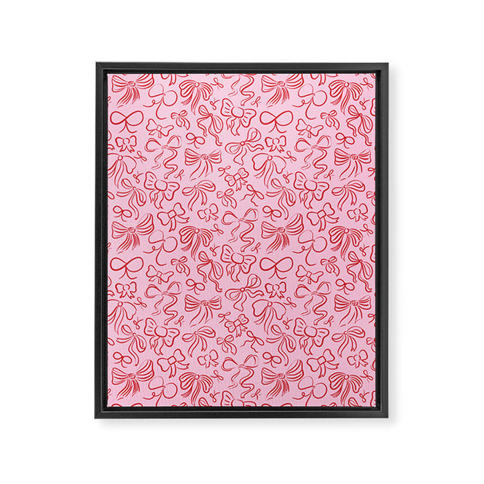 Coquette Valentines Day Bows in Colored Pencil Framed Canvas Print Gallery Image 1