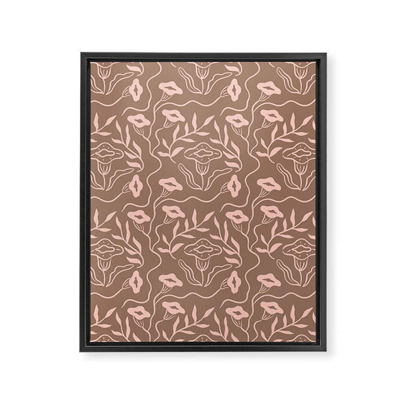 Dreamy Victorian Flower Pattern on Mocha Mousse Framed Canvas Print Gallery Image 8