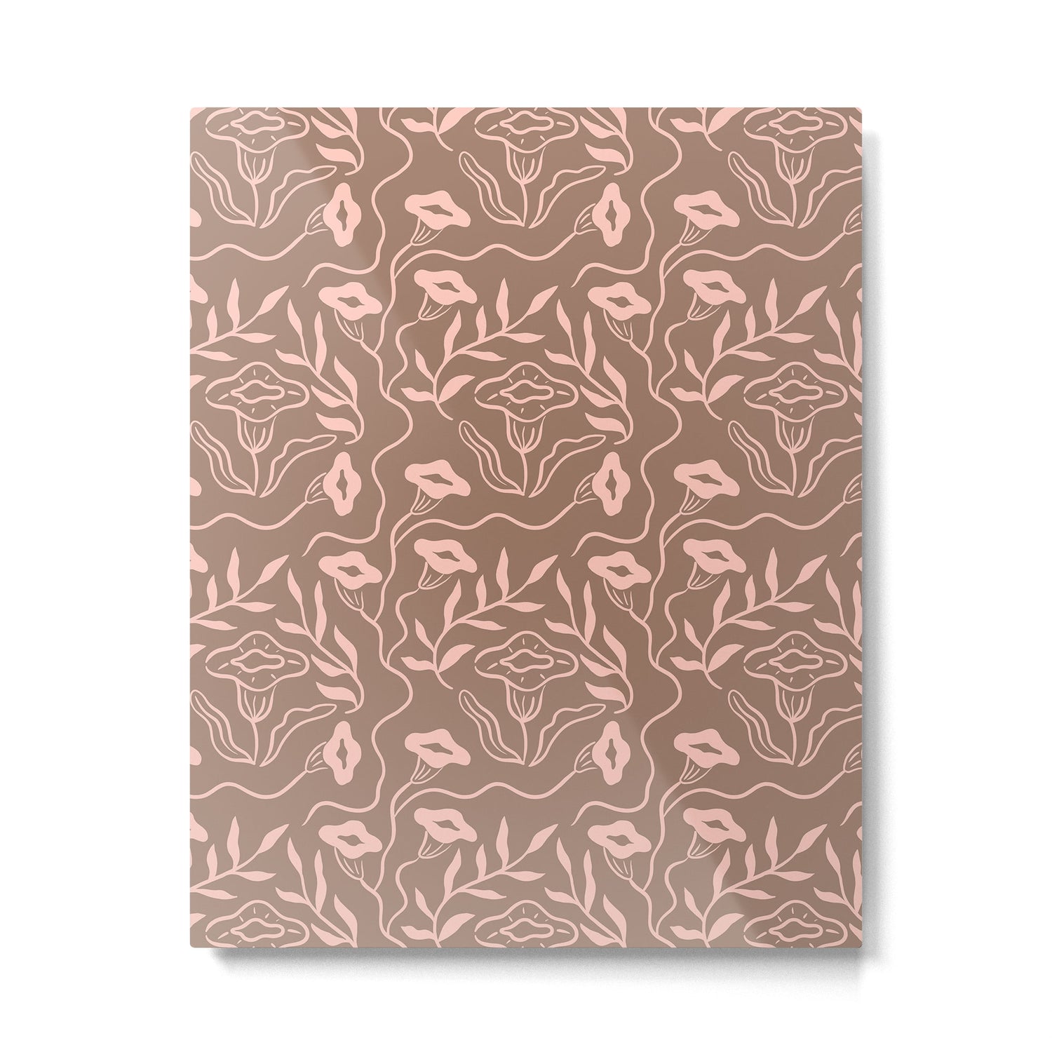 Dreamy Victorian Flower Pattern on Mocha Mousse Metal Print Gallery Image 6