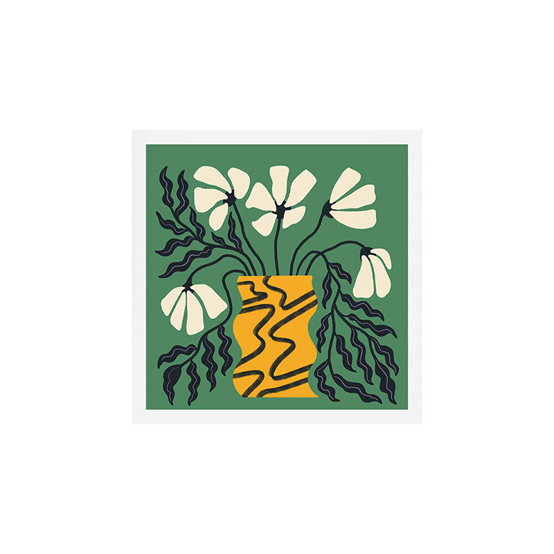 Droopy 80s Flower Vase (green) Art Print Gallery Image 1