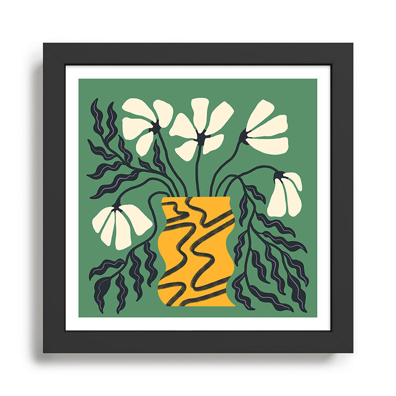 Droopy 80s Flower Vase (green) Framed Art Print Gallery Image 1