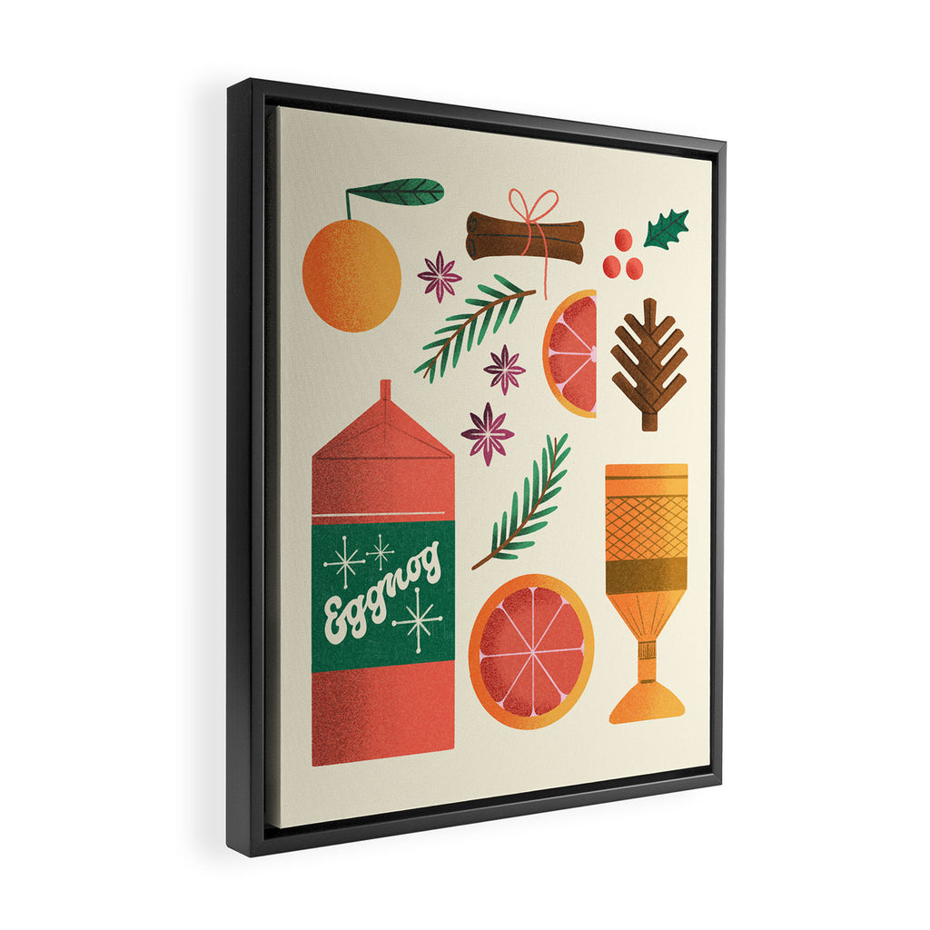 Egg Nog and Holiday Aromatic Foods Still Life Framed Canvas Print Gallery Image 2
