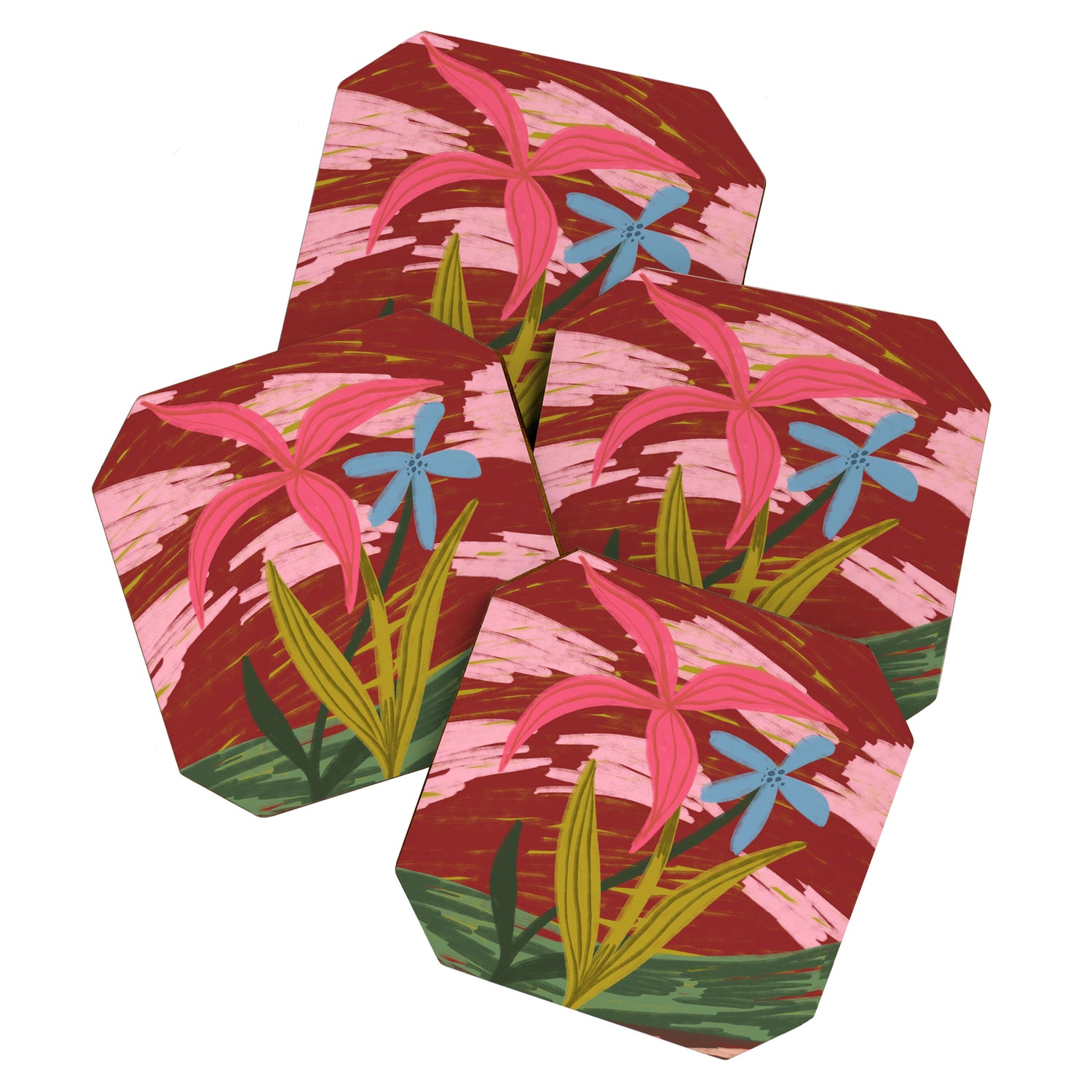 Expressionist Lilly Flowers  Coaster Gallery Image 1