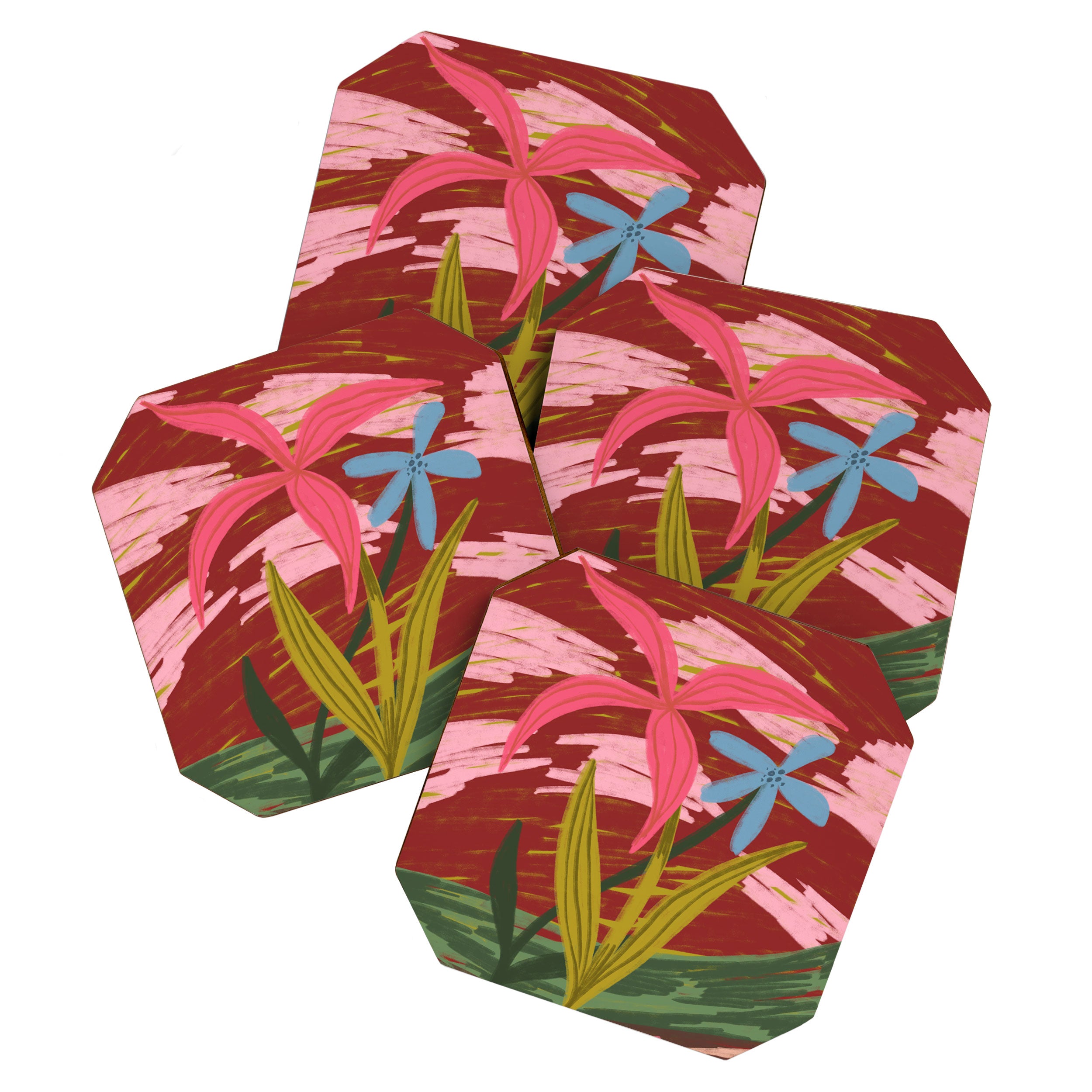 Expressionist Lilly Flowers  Coaster Gallery Image 1