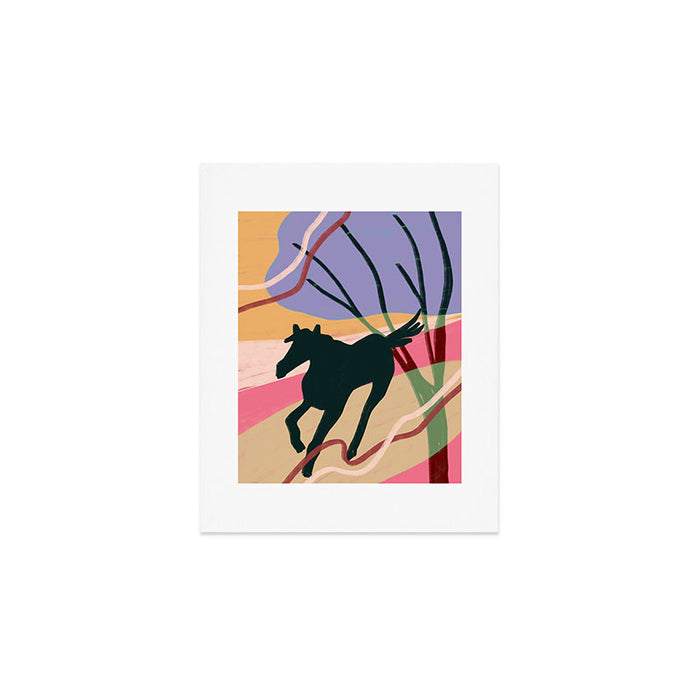 Expressive Running Horse in the Countryside  Art Print Gallery Image 1