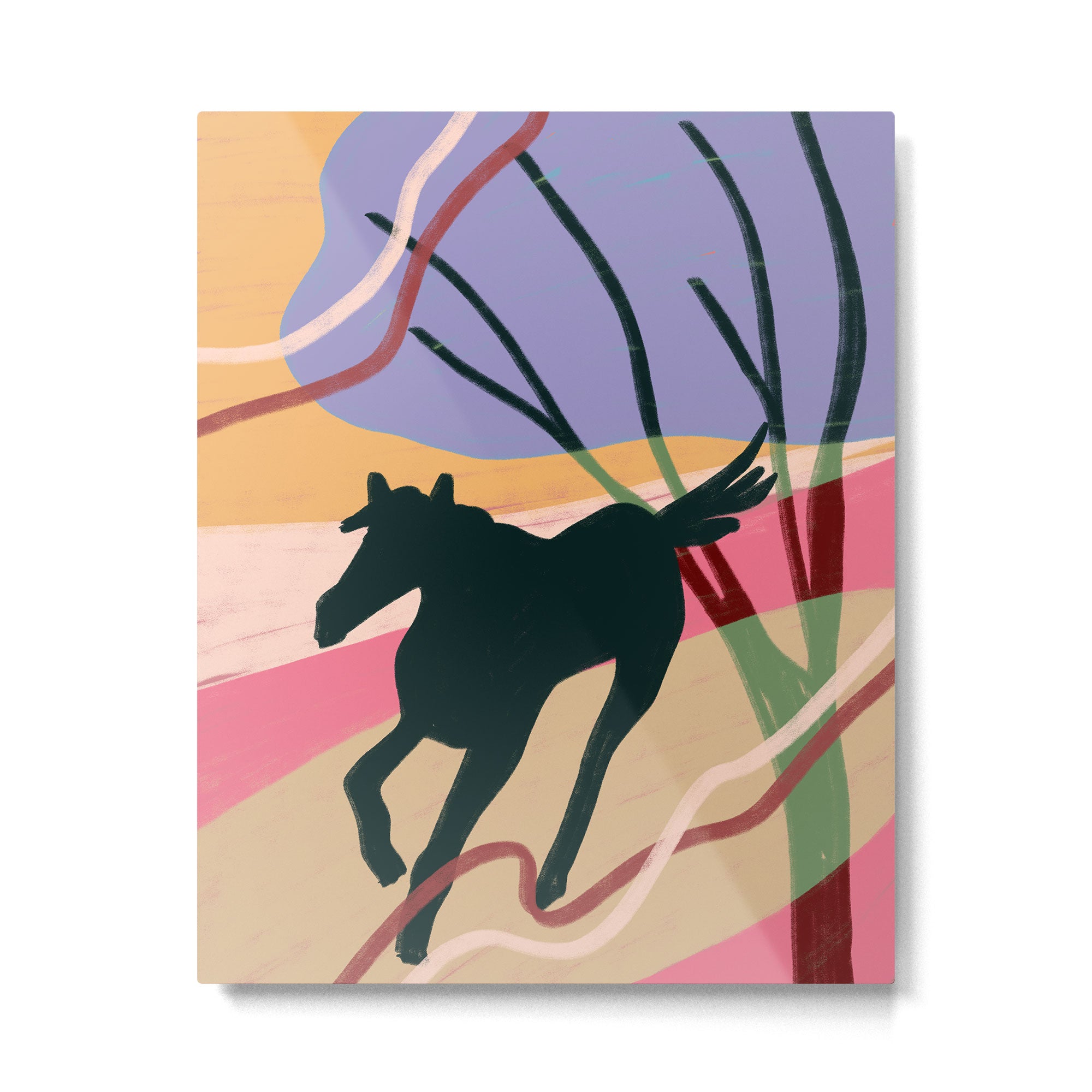 Expressive Running Horse in the Countryside  Metal Print Gallery Image 4