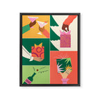 Festive Holiday Gift Exchange Illustration Framed Canvas Print Gallery Image 6