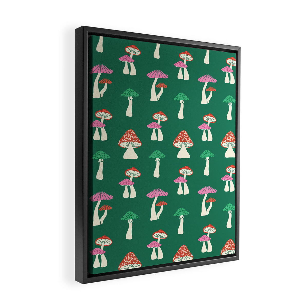 Festive Mushroom Pattern Framed Canvas Print Gallery Image 2