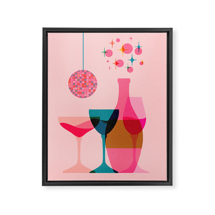 First Bubbly then Disco  Framed Canvas Print Gallery Image 1