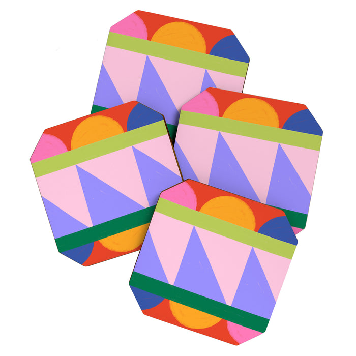 Folk Art Color Block  Coaster Gallery Image 1