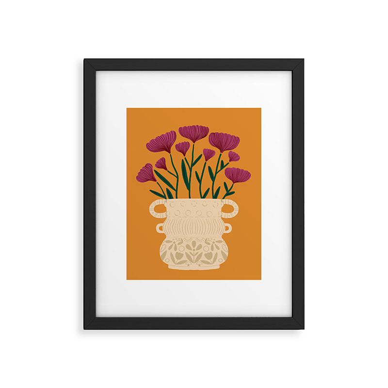Ivory Vintage Flower Vase on Marigold Framed Art Print Gallery Image 5