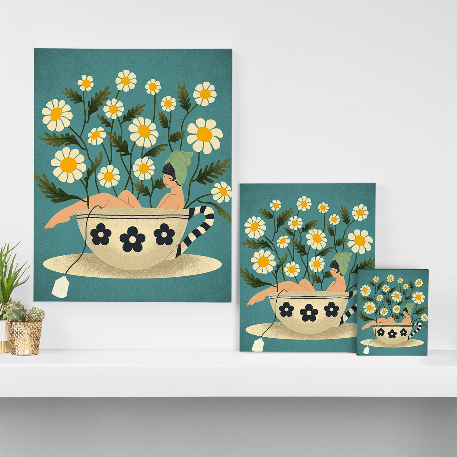 Lady in a Chamomile Tea Bath Canvas Print Gallery Image 3