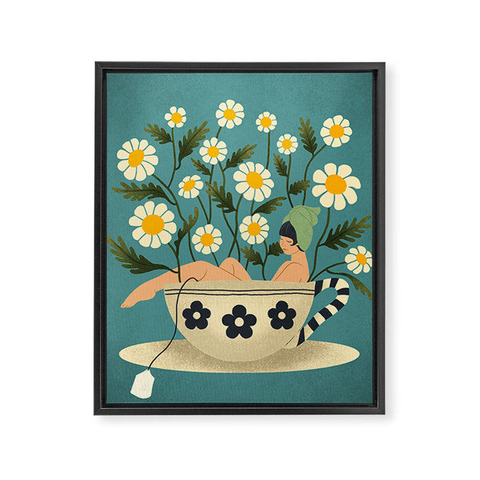 Lady in a Chamomile Tea Bath Framed Canvas Print Gallery Image 1