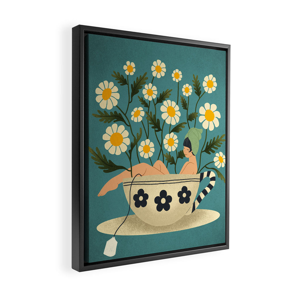 Lady in a Chamomile Tea Bath Framed Canvas Print Gallery Image 2