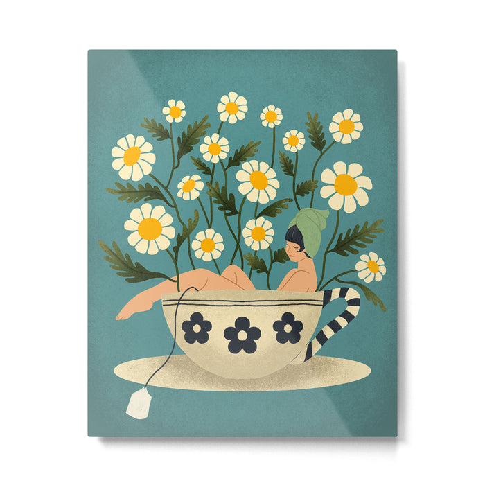 Lady in a Chamomile Tea Bath Metal Print Gallery Image 1