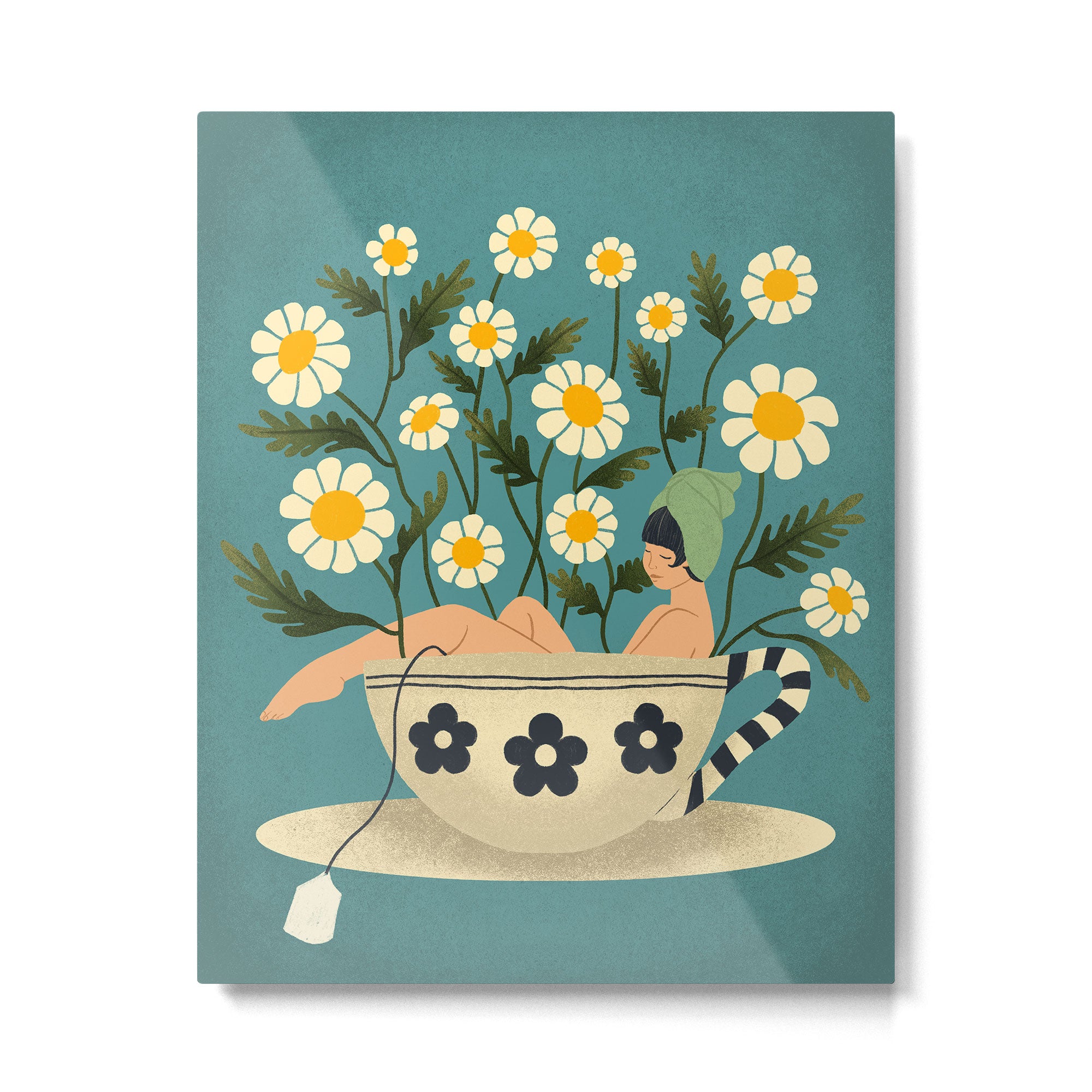 Lady in a Chamomile Tea Bath Metal Print Gallery Image 6