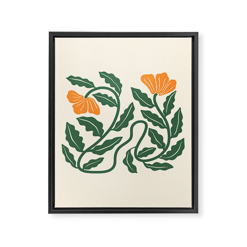 Midcentury Nasturtium on Vines Framed Canvas Print Gallery Image 8