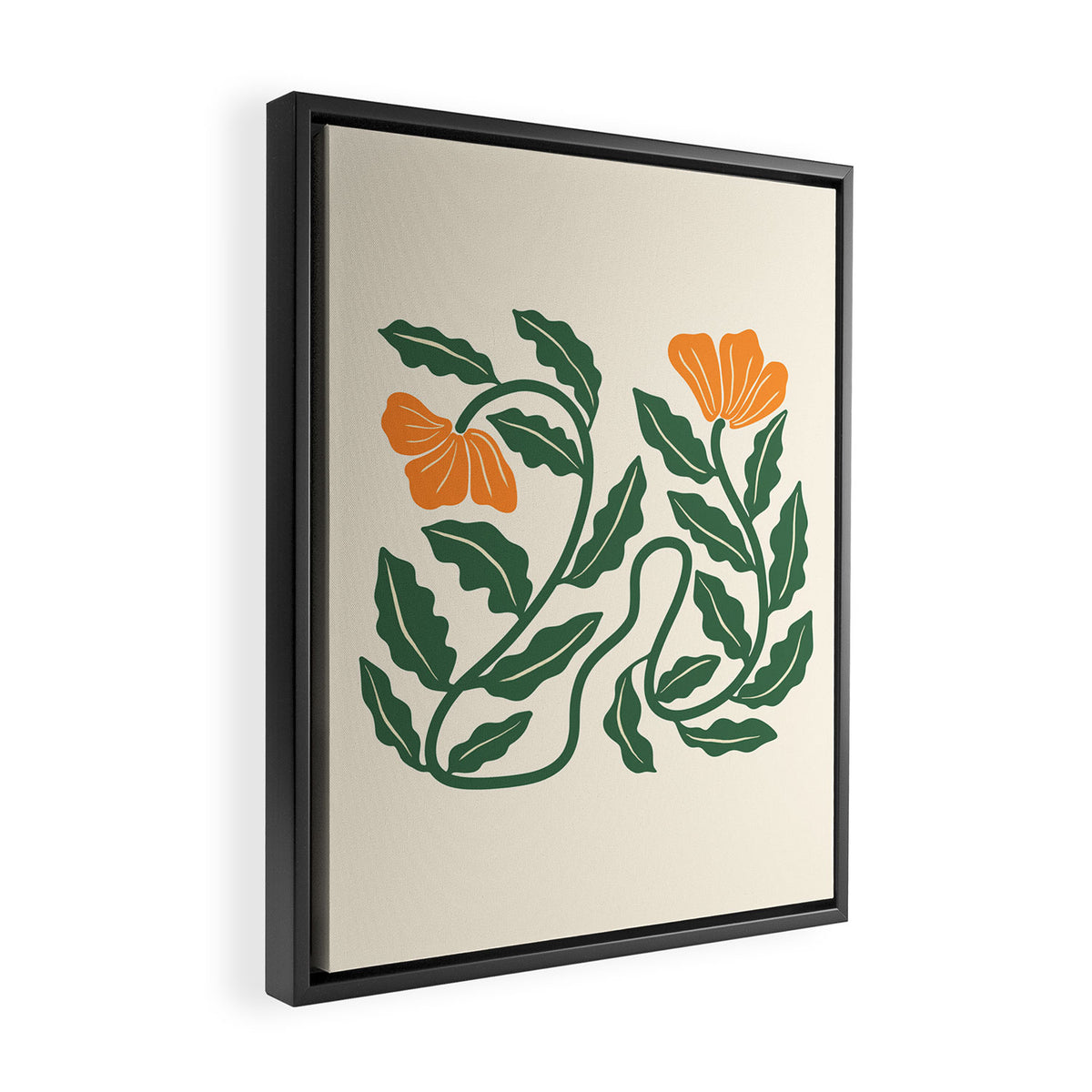 Midcentury Nasturtium on Vines Framed Canvas Print Gallery Image 2