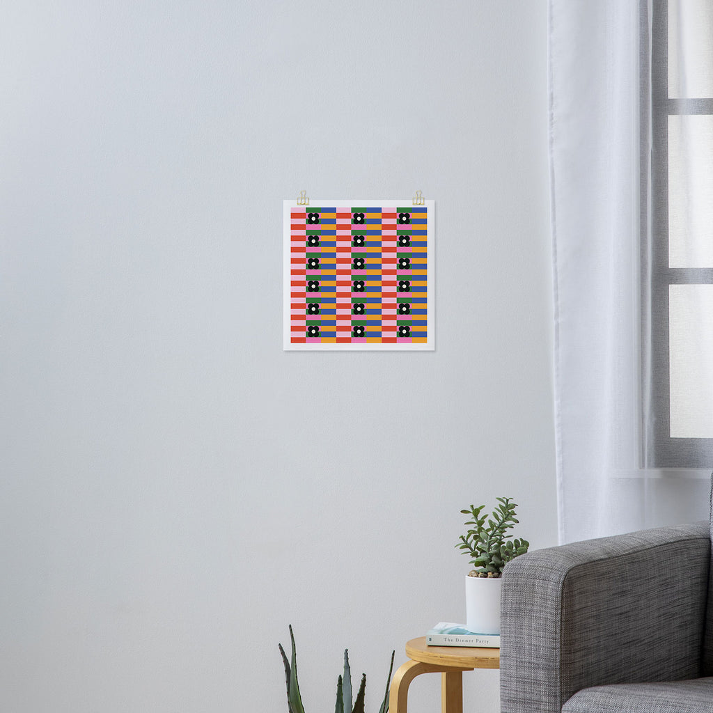Mod Color Blocked Flower Pattern Art Print Gallery Image 3