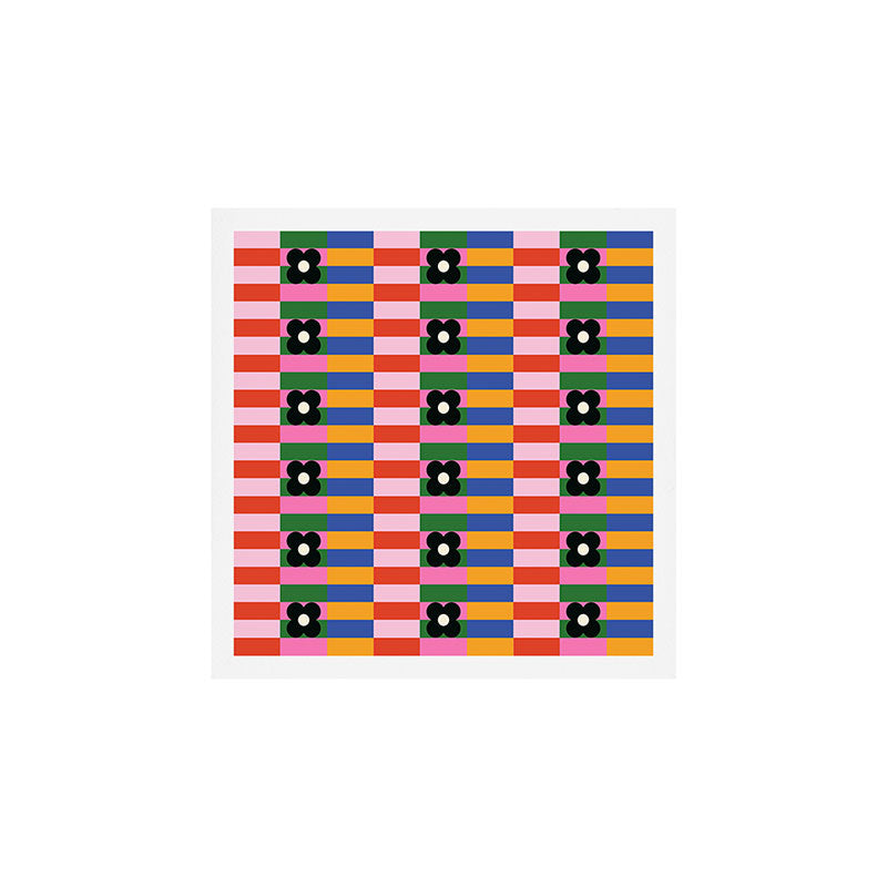 Mod Color Blocked Flower Pattern Art Print Gallery Image 1