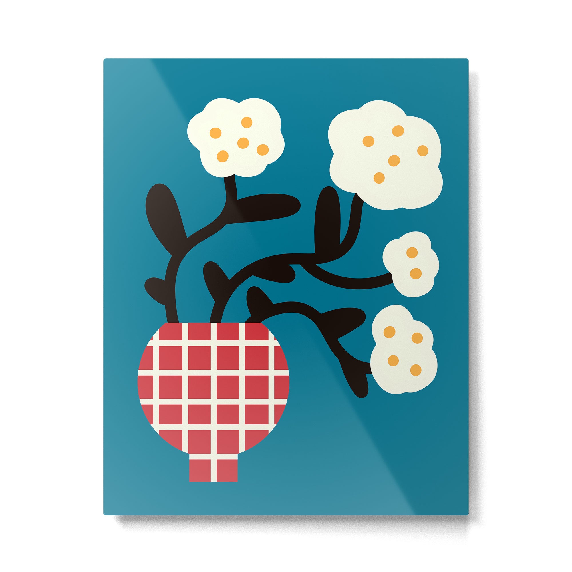 Modern Minimalist Cotton Flowers Metal Print Gallery Image 6