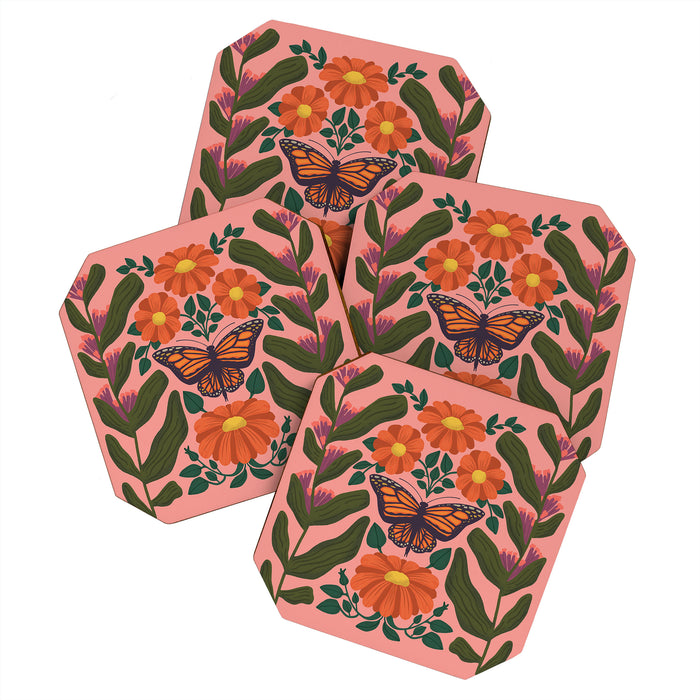 Monarch Butterfly and Milkweed  Coaster Gallery Image 1