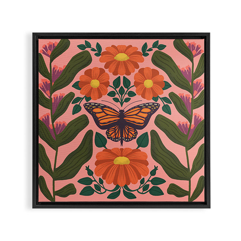 Monarch Butterfly and Milkweed  Framed Canvas Print Gallery Image 3