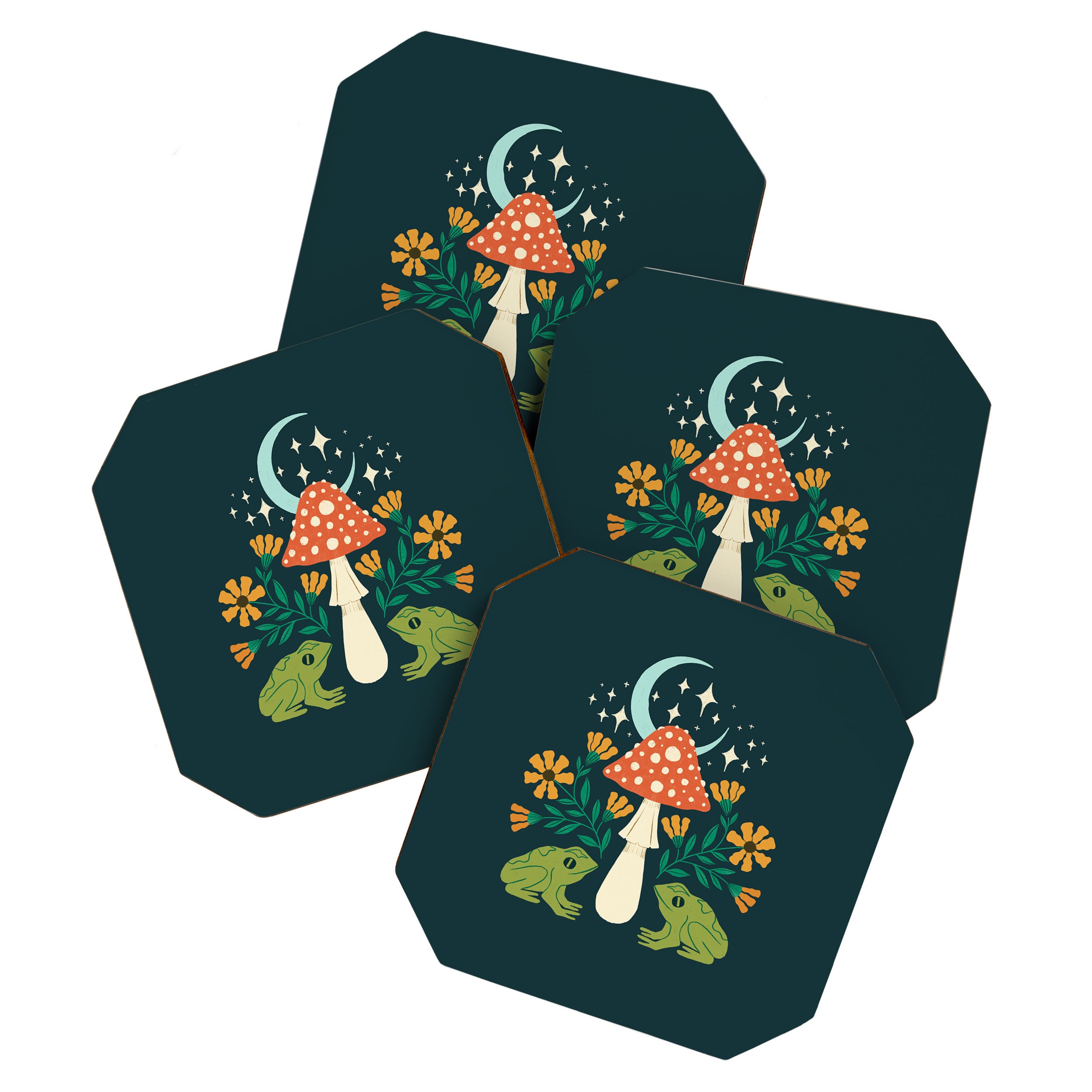 Moonlight Flower Frogs and Mushroom Coaster Gallery Image 1