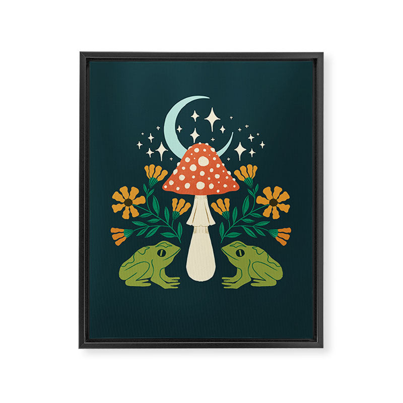 Moonlight Flower Frogs and Mushroom Framed Canvas Print Gallery Image 8