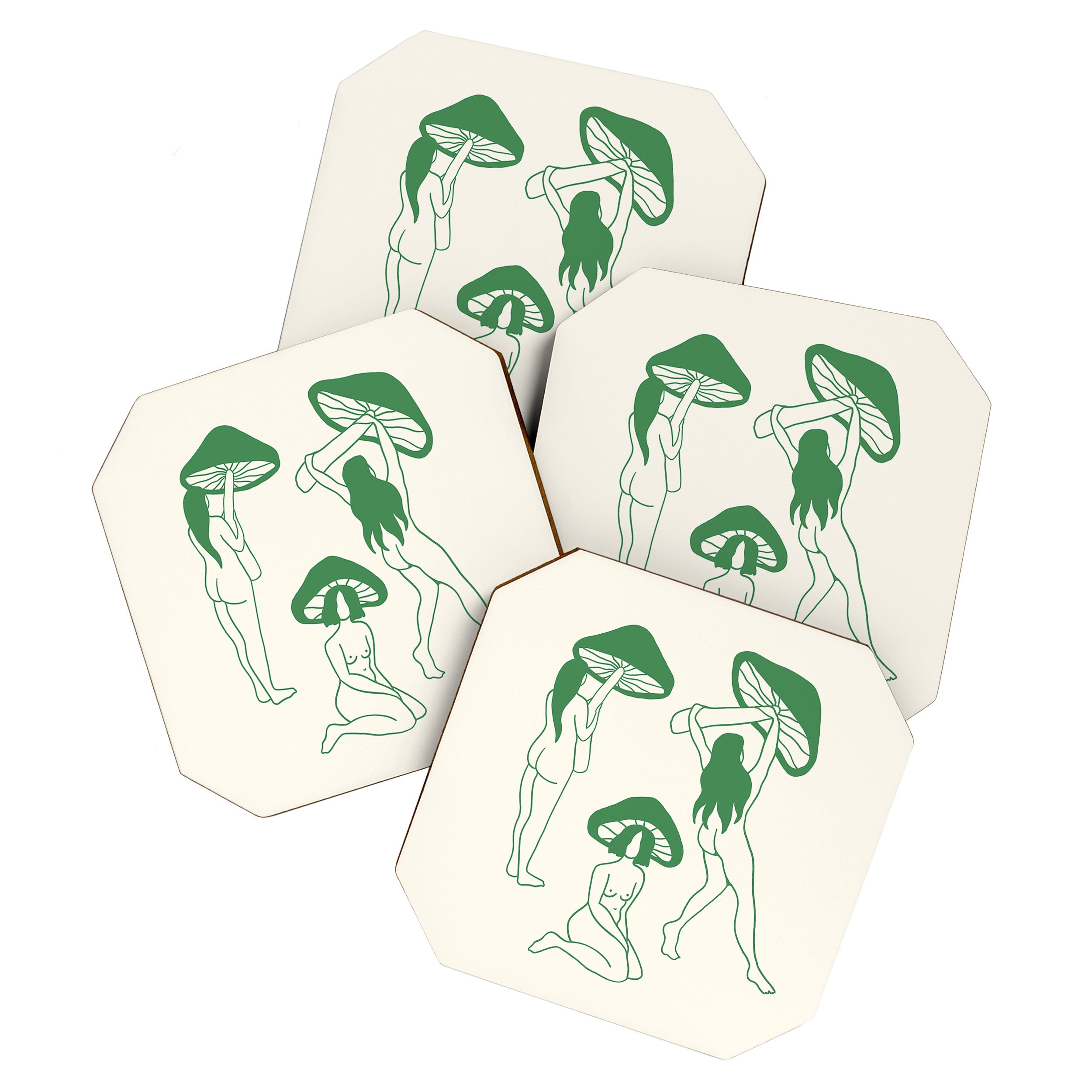 Mushroom Ladies Line Art Coaster Gallery Image 1