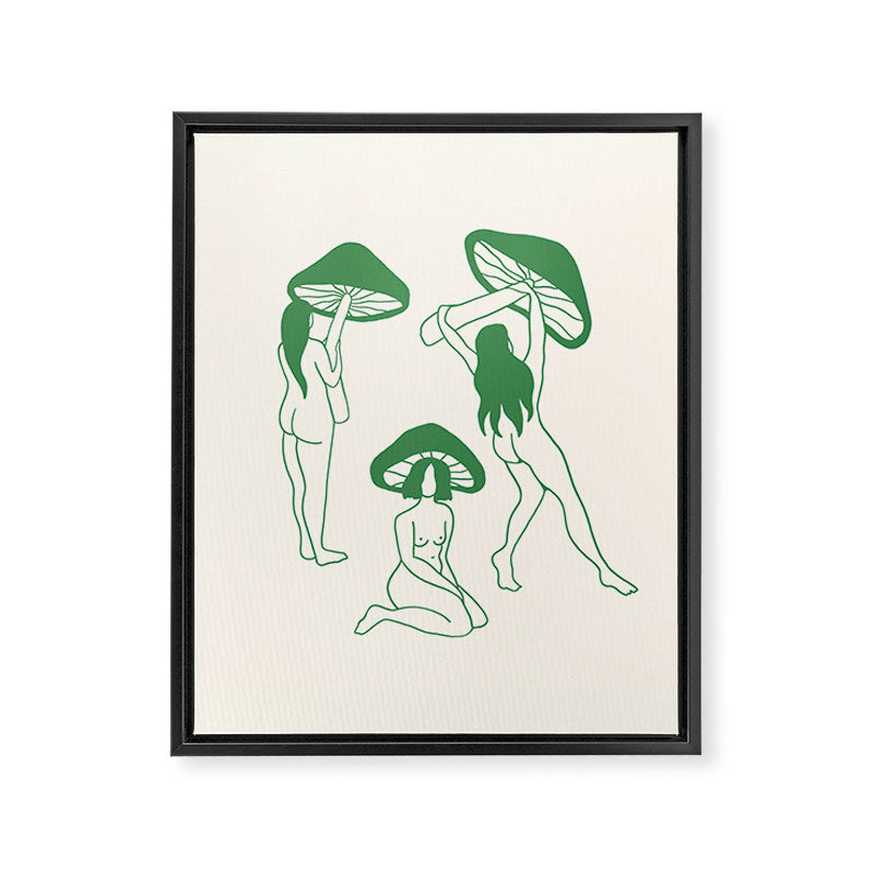 Mushroom Ladies Line Art Framed Canvas Print Gallery Image 8