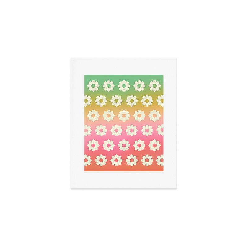 Ombre Rainbow Daisy Pattern Art Print Gallery Image 1