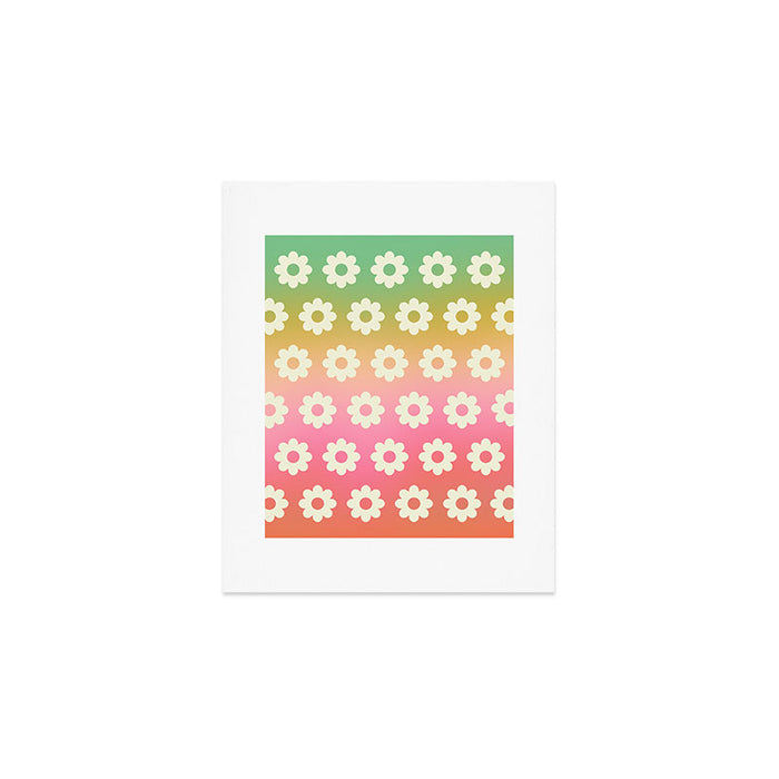 Ombre Rainbow Daisy Pattern Art Print Gallery Image 1