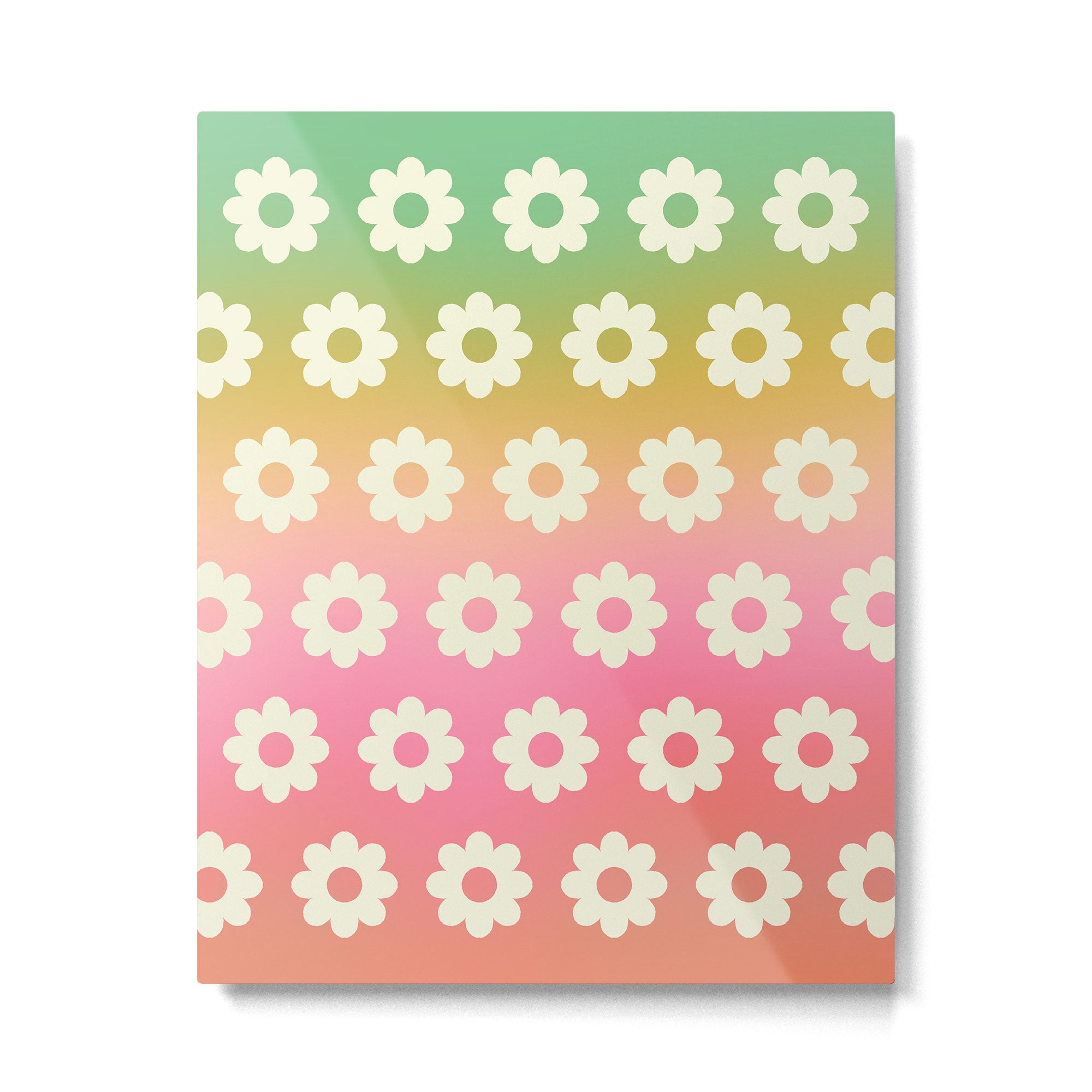 Ombre Rainbow Daisy Pattern Metal Print Gallery Image 4