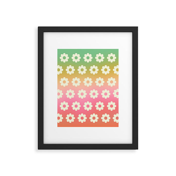 Ombre Rainbow Daisy Pattern Framed Art Print Gallery Image 1