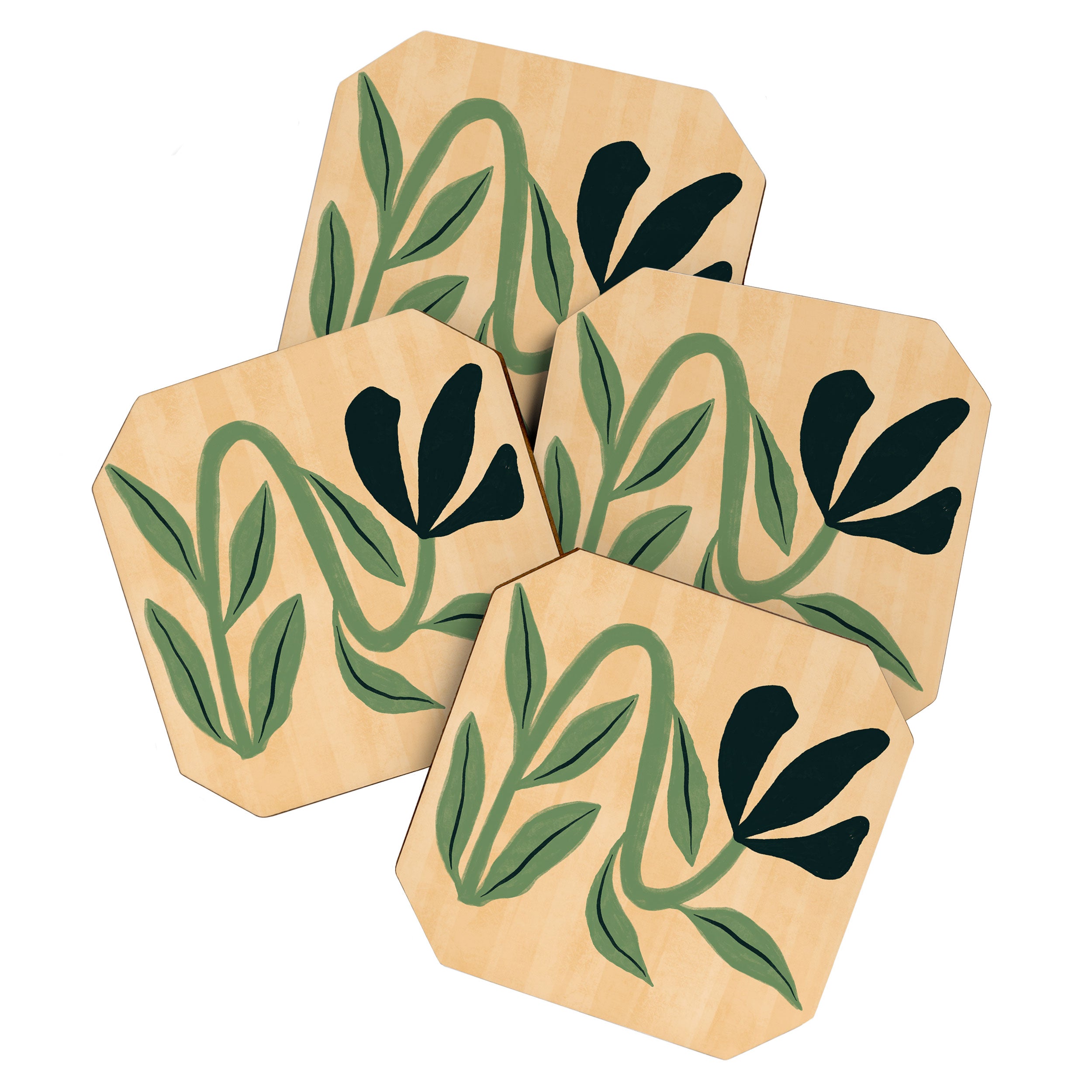 Painterly Abstract Black Flower Coaster Gallery Image 1