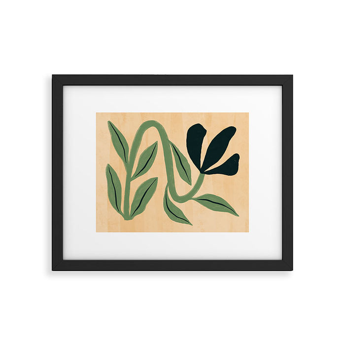 Painterly Abstract Black Flower Framed Art Print Gallery Image 1