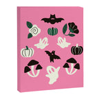 Pink Ghosts, Mushrooms, Bats, and Flowers Pattern Canvas Print Gallery Image 8