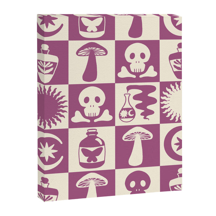 Potions and Spooky Things Checkerboard Pattern Canvas Print Gallery Image 1