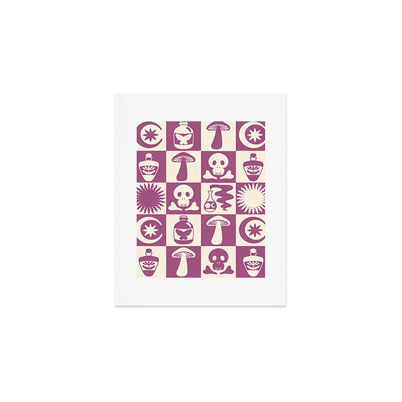 Potions and Spooky Things Checkerboard Pattern Art Print Gallery Image 1