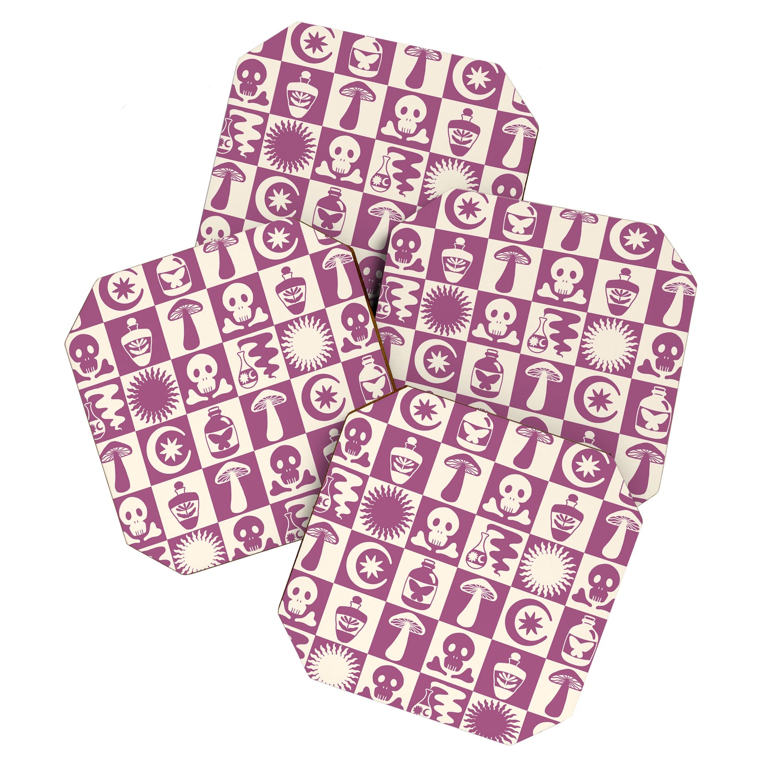 Potions and Spooky Things Checkerboard Pattern Coaster Gallery Image 1