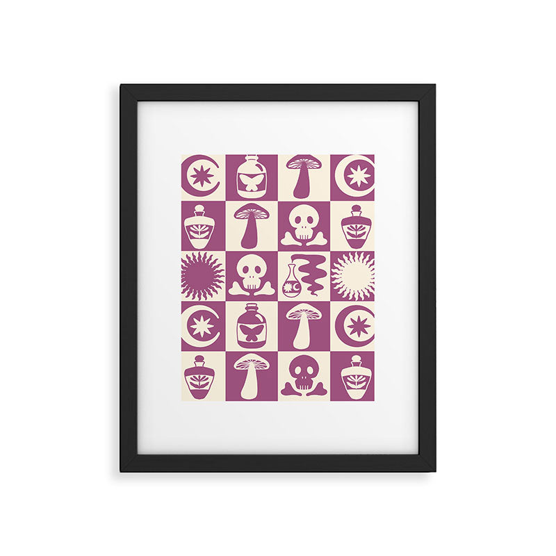 Potions and Spooky Things Checkerboard Pattern Framed Art Print Gallery Image 6