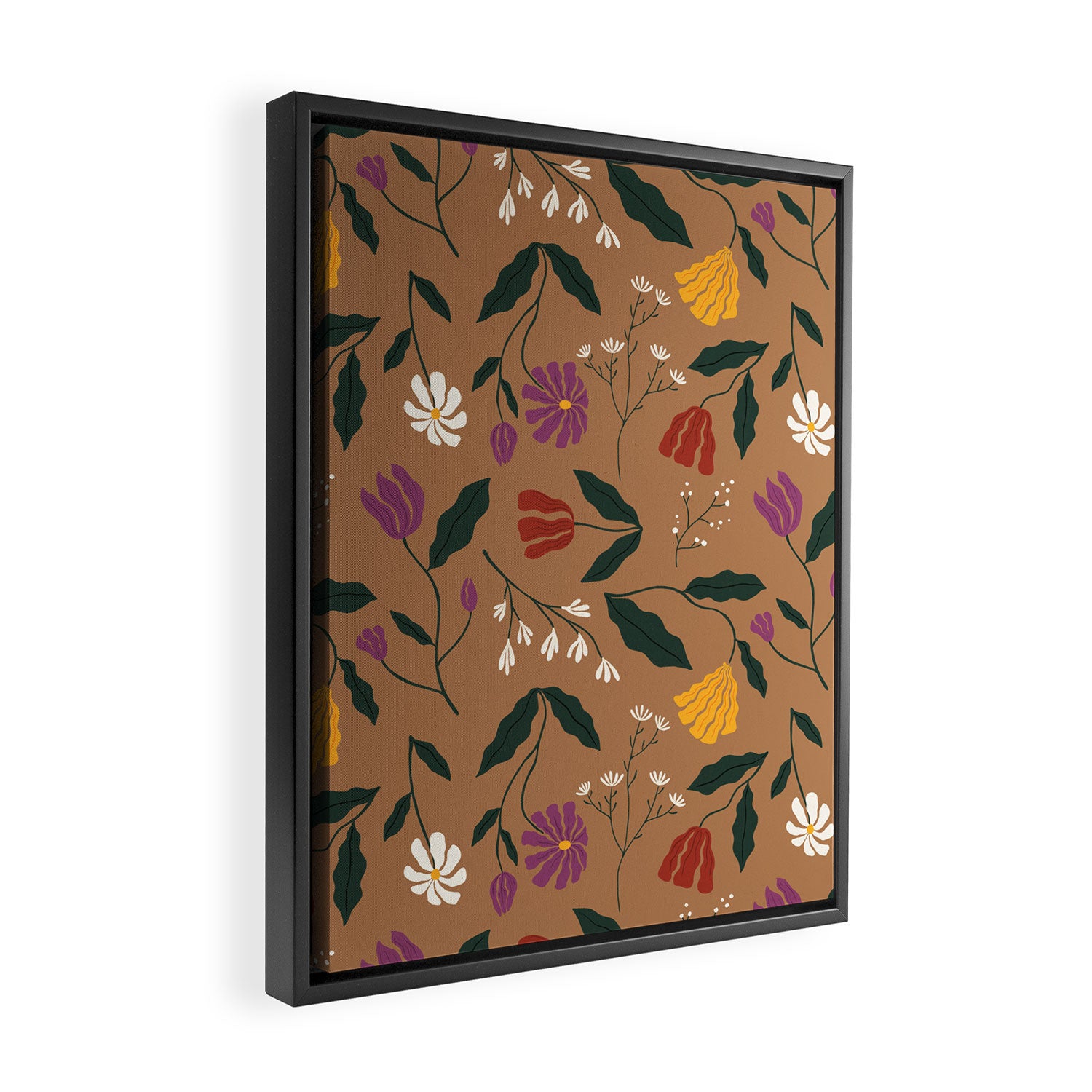 Pressed Flower Illustration Pattern  Framed Canvas Print Gallery Image 2