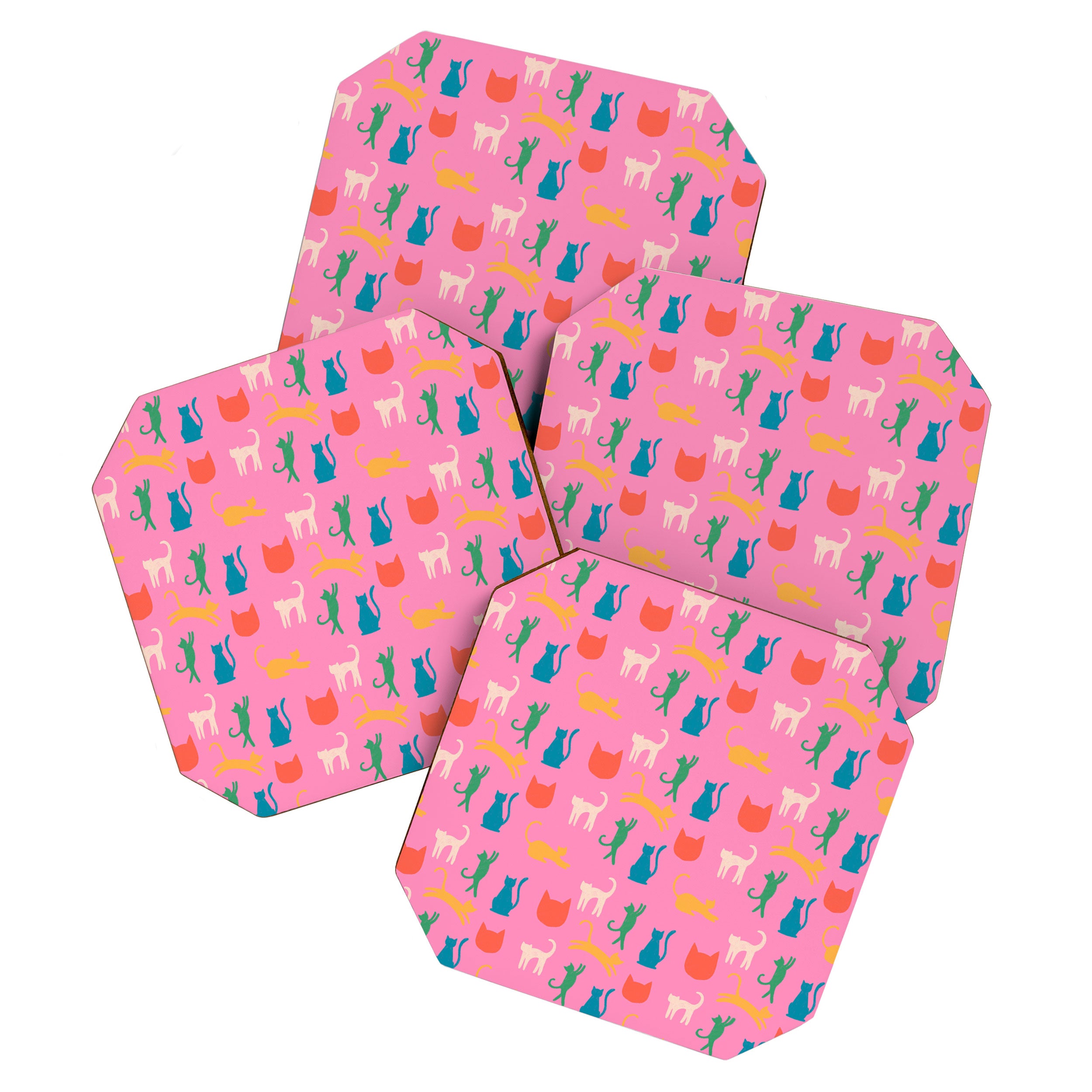 Rainbow Cats in Pencil  Coaster Gallery Image 1