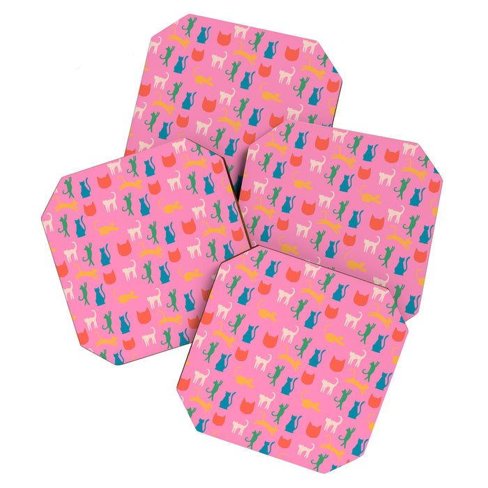 Rainbow Cats in Pencil  Coaster Gallery Image 1
